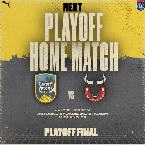 Playoff Home Match: West Texas FC vs Lubbock Matadors poster