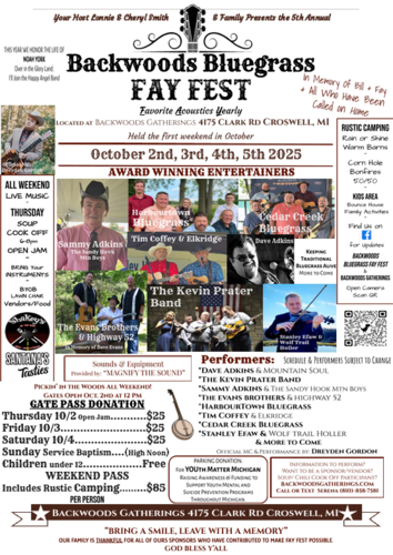 Backwoods Bluegrass Fay Fest poster
