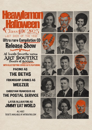 Heavy Lemon Presents: Pacing as The Beths,  Christian Francisco as The Postal Service, Friendship Games as Weezer, Later Alligator as Jimmy Eat World poster