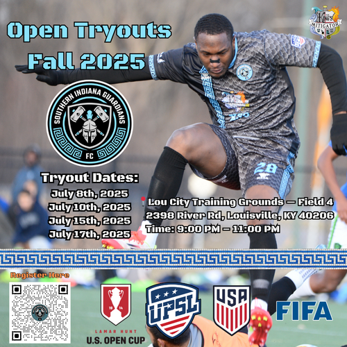 Fall 2025 Open Tryout - Southern Indiana Guardians FC (SIGFC)  poster