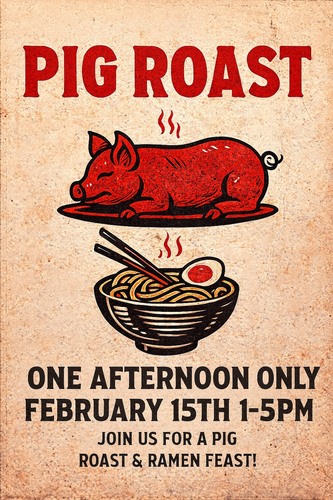 Pig Roast & Ramen Night poster