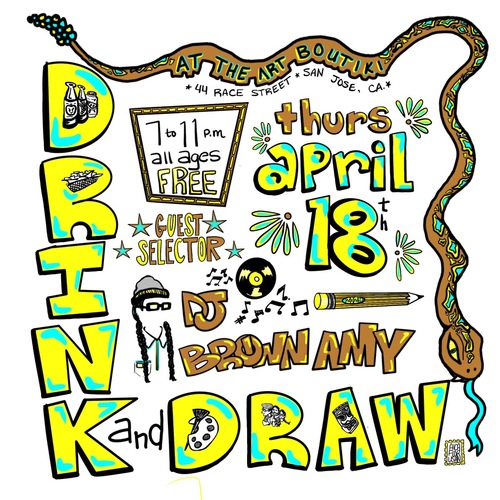 Drink and Draw at Art Boutiki - April 2024 poster