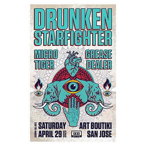 Drunken Starfighter, Grease Dealer and Microtiger poster