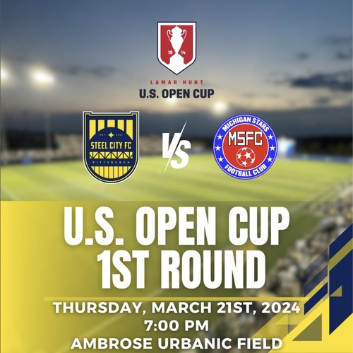Steel City FC - Open Cup V Michigan Stars - March 21st - 7pm poster