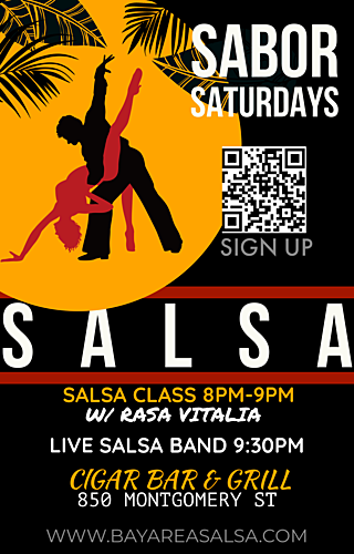Saturday Night Sabor Salsa Class  at Cigar Bar and Grill poster