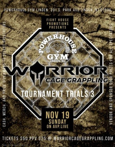 Warrior Cage Grappling Presents: Cage Grappling Tournament Trials 3 - November 19th.  poster