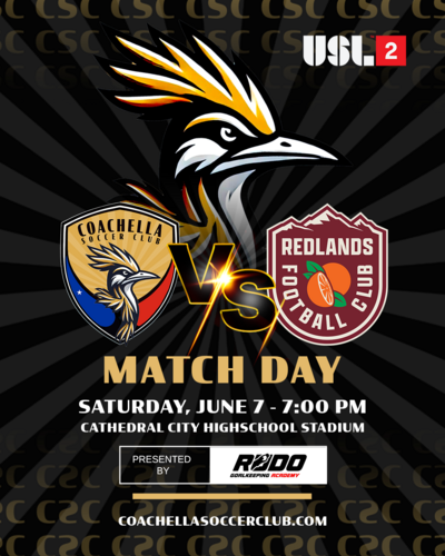Coachella SC vs. Redlands FC poster