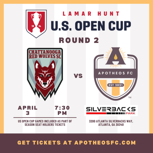 109th Lamar Hunt US Open Cup Second Round: Apotheos FC vs Chattanooga Red Wolves poster