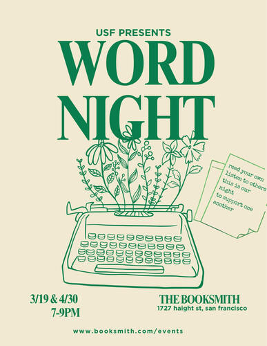 USF presents: WordNight at The Booksmith (March) poster