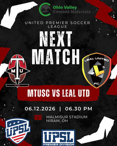 MTUSCvLeal United SC UPSL Home Opener 2026 poster