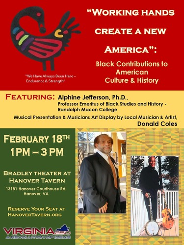 Speaker Series - Working Hands Create a New America: Black Contributions to American Culture & History poster