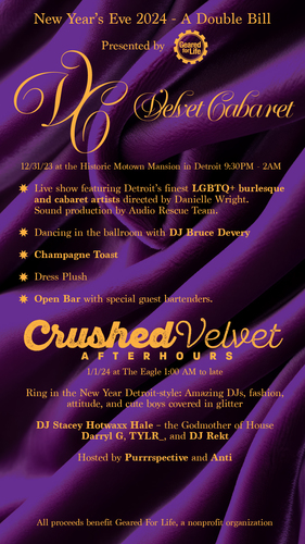 Velvet Cabaret - NYE at the Historic Motown Mansion Presented by Geared for Life poster