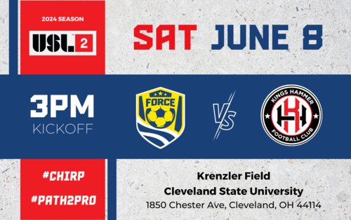 Cleveland Force SC vs Kings Hammer FC (USL League 2 6/8/24) poster