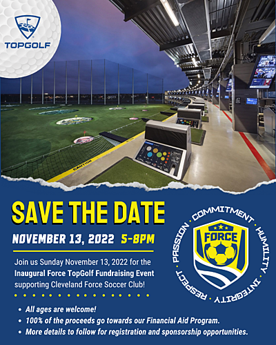 Cleveland Force SC TopGolf Fundraiser Event poster