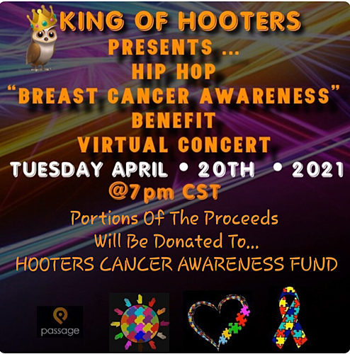 KING OF HOOTERS HIP HOP BREAST CANCER AWARENESS BENEFIT VIRTUAL CONCERT poster