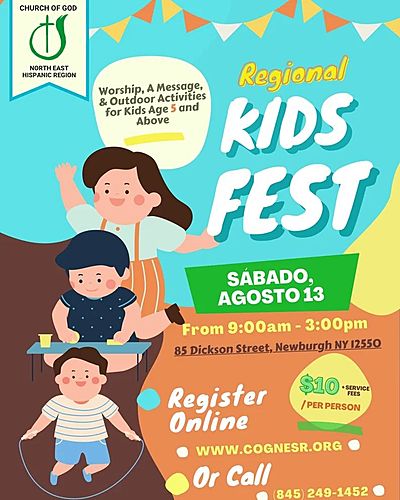 Church of God Northeast Spanish Region KIDSFEST (AGES 5 and UP) poster
