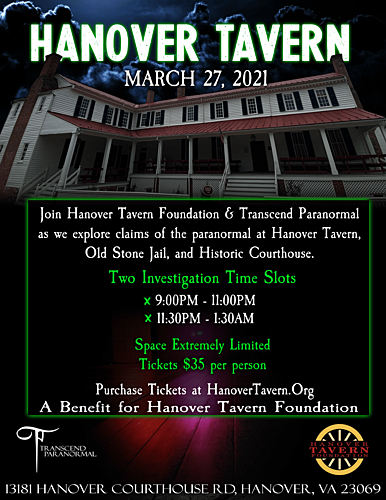 Paranormal Investigation at Hanover Tavern poster