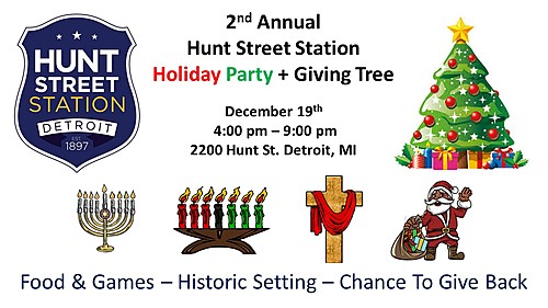 Hunt Street Station Holiday Party + Giving Tree poster