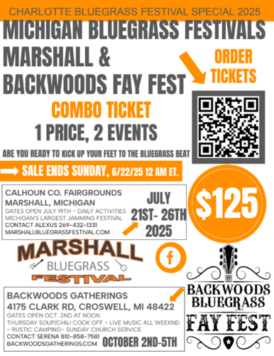 Michigan Bluegrass Festivals Combo Ticket poster