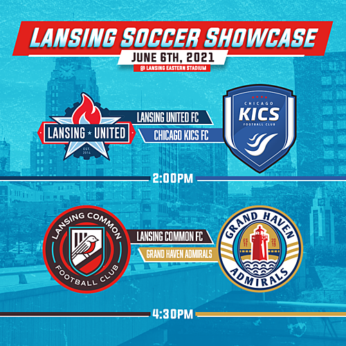 Lansing Soccer Showcase - Lansing United and Lansing Common Doubleheader poster