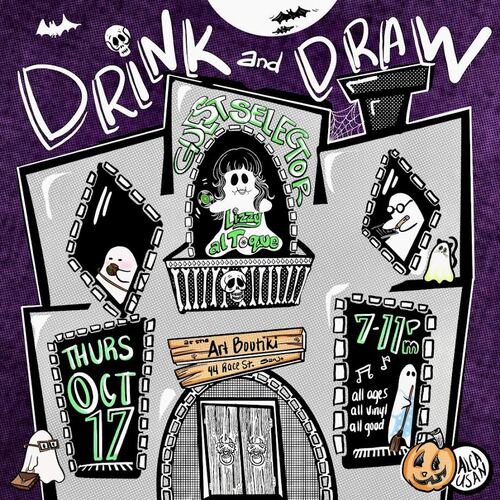 Drink and Draw at Art Boutiki - October 2024 with guest selector Lizzy al Toque poster