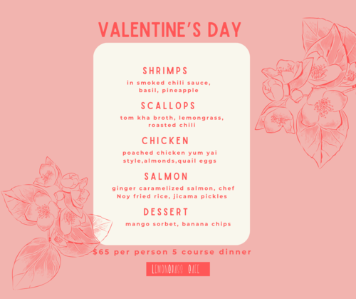 LemonGrass Cafe's Valentine's Day 5-Course Dinner poster