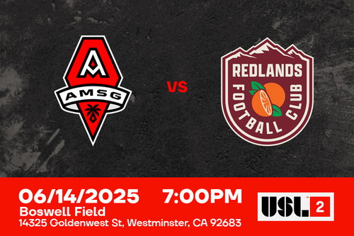 USL Two - Match 7 - AMSG FC v Redlands FC poster