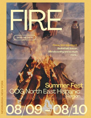 YOUTH SUMMERFEST: FIRE Church of God Northeast Spanish (Ages/Edades 12 and UP) poster