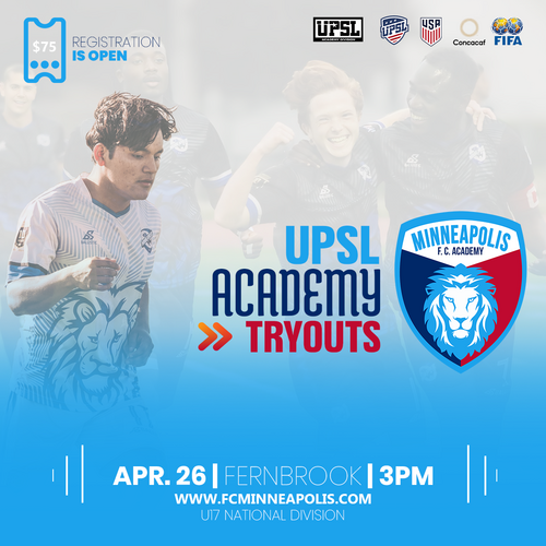 FC Minneapolis U17 UPSL Academy Spring Tryouts  poster
