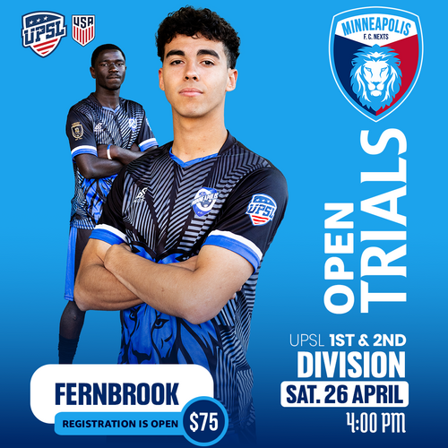 FC Minneapolis Nexts UPSL D1 and D2 Teams Spring Tryouts  poster