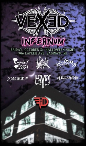 Vexed Infernum HALOWEEN NIGHT wsg. Dane Dope Rock, Permanently Pissed, Chasma &  Ardennes poster