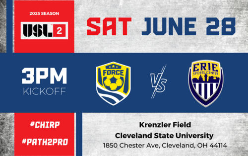 Cleveland Force SC vs Erie Sports Center (USL League 2 6/28/25) poster