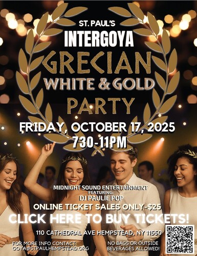 GRECIAN WHITE & GOLD INTERGOYA PARTY    poster