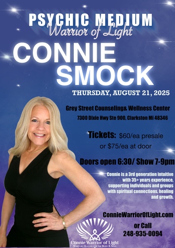 Connie Warrior of Light Live Open Forum Mediumship Event in Clarkston, MI!  Aug 21, 2025 image