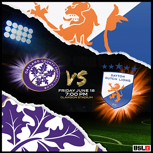Oakland County FC vs Dayton Dutch Lions poster