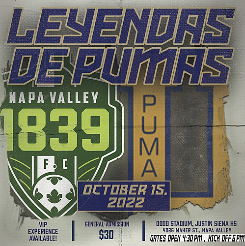 Napa Valley 1839 FC VS  The Leyendas de Pumas poster